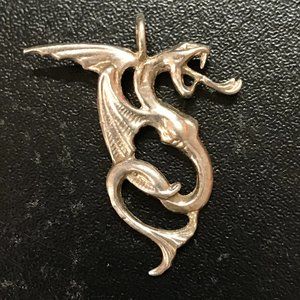 Sterling Silver Small Hissy Dragon Pendant